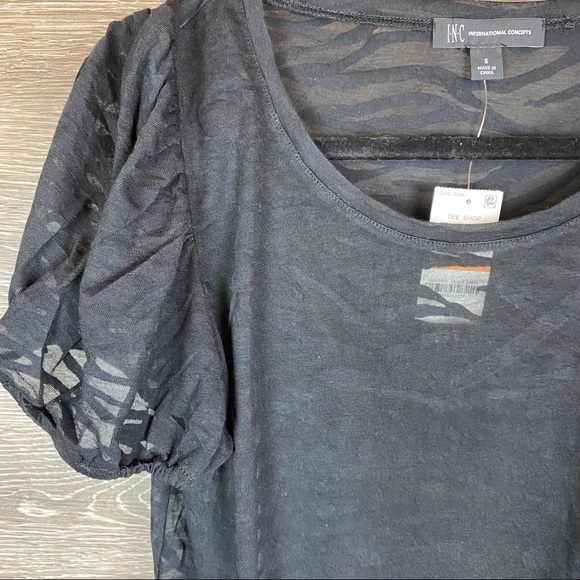 INC Sheer Zebra Print Puff sleeve Top NWT - Picture 2 of 4